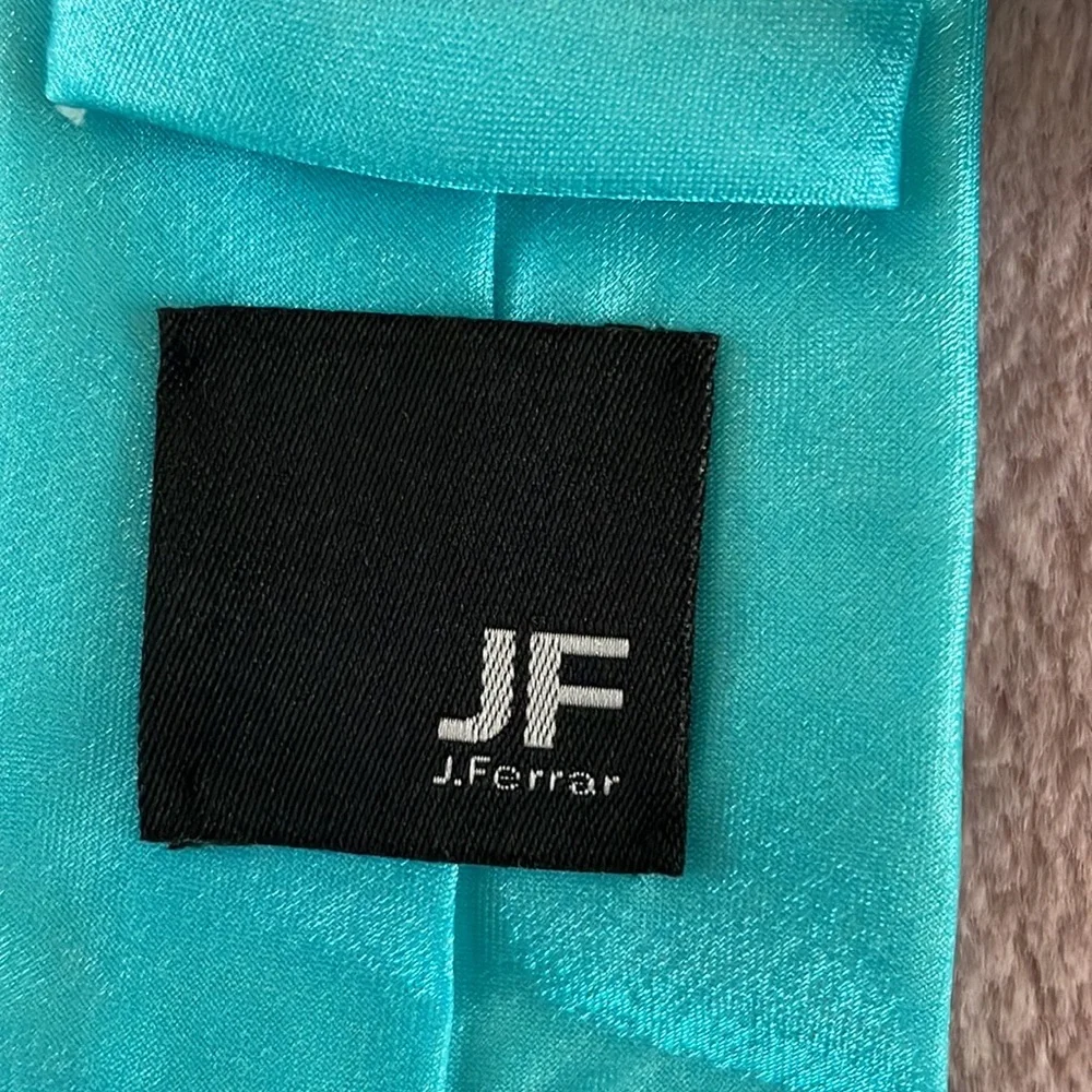 Silk Blend Teal Aquamarine Mint Green Blue Neck Tie by J Ferrar JF